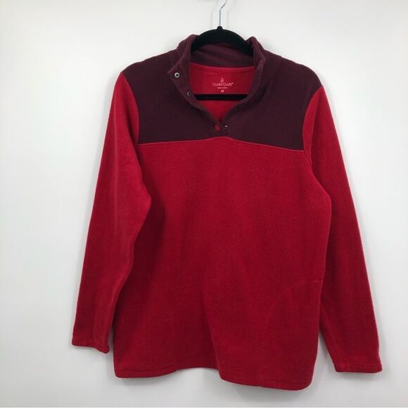 Cuddl Duds Fleecewear Stretch Snap Front Pullover Sweatshirt‎ Deep Red Size M - Picture 1 of 6
